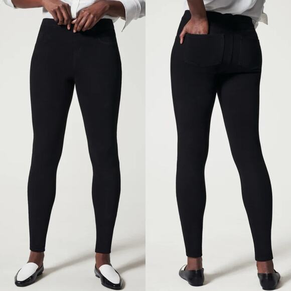 SPANX Jean-ish Ankle Textured Jegging Leggings Black Size M Minimal Shapewear - Picture 1 of 14